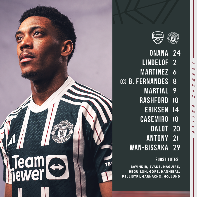 ManUtd's tweet photo. 🚨 Your United starting XI is here 👇

#MUFC || #ARSMUN
