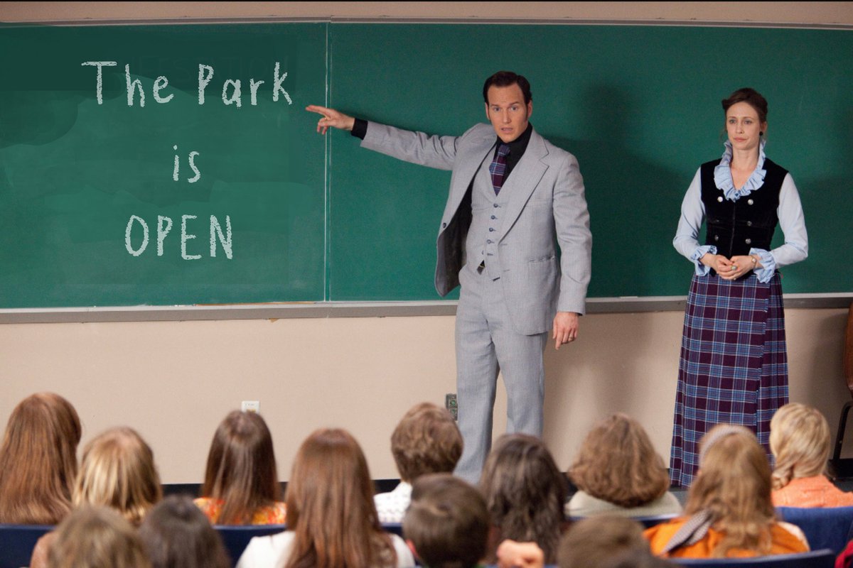 Here ya go 🎟️ 

You're sitting on the couch watching tv, and your life is passing you by... Why don't you don’t you come to the park?? 

We’re taking a ride on 2013’s The Conjuring 🪑🏠