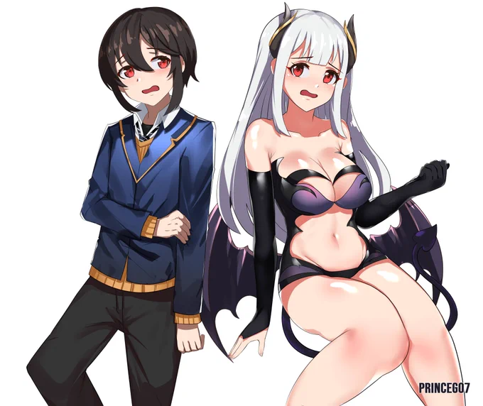 The 4th character done for ~nk you for your order  .The boy below is Saeko, who gets gender-bent and transformed into a succubus. Commish slot in August Is still Open Dm me. 