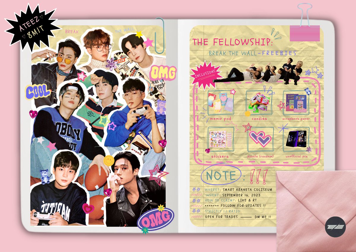starrylauver's tweet photo. ⋆｡ you are invited — the fellowship: break the wall in manila freebies ｡⋆ 

 hi filotinys! we'll be giving away freebies on d-day 💭 

✿ where — smart araneta coliseum 
✿ when — september 16 
✿ how to claim — like &amp; rt   

#ATEEZ #Break_The_Wall_MNL #FilotinyFreebies https://t.co/P1w5lzVBnP