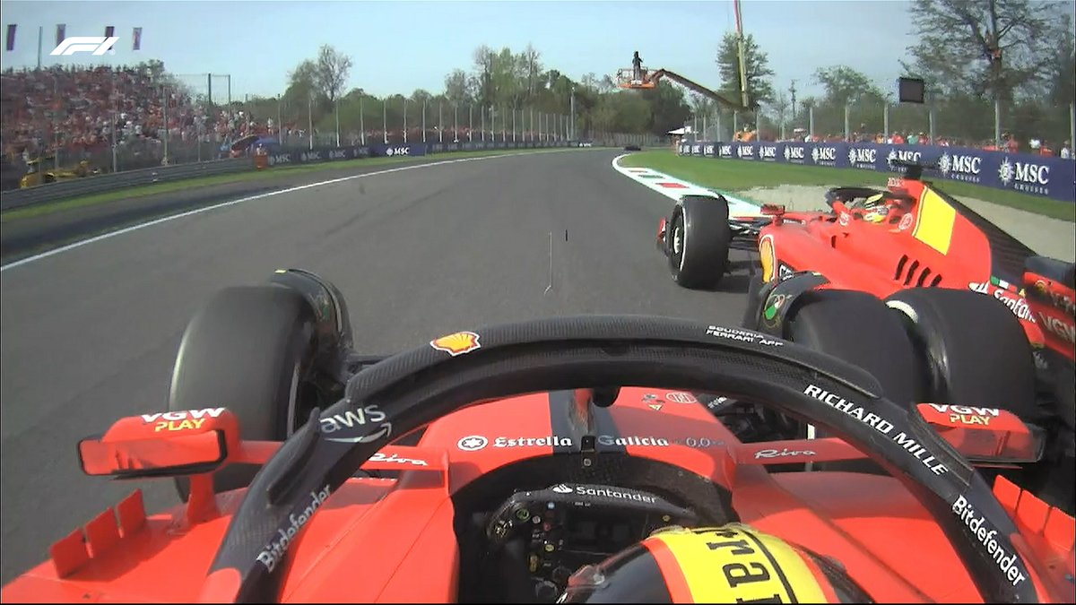 F1's tweet photo. LAP 47/51

THE FERRARIS ARE WHEEL-TO-WHEEL!

Sainz holds on to third place as Leclerc piles on the pressure

#ItalianGP #F1 https://t.co/qvdzvjlkG6