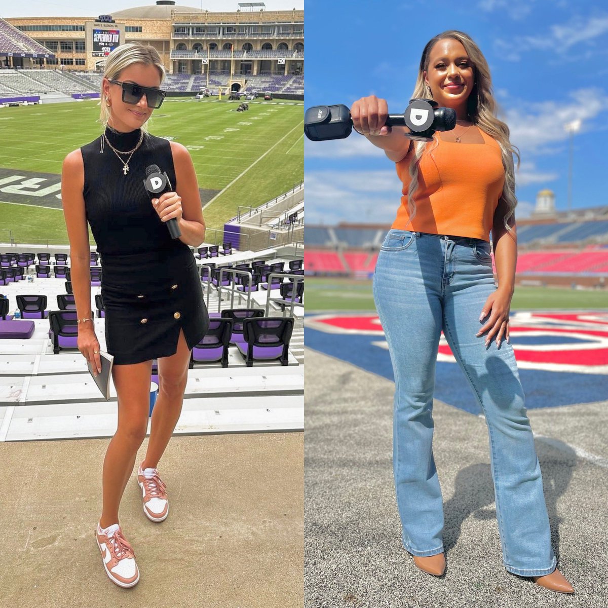 D210S's tweet photo. 2 reporters, 2 games, 2 locations, 1 day, 1 purpose > College Saturday Football 🏈 @D210SPORTS @Morgan_AlexTV @_BOneal @rayagurl77 @vernonhadnot #SpectrumCable

•
•
•

#tcu #tcufootball #smu #smufootall #coloradofootball #collegefootballsaturday #coachprime https://t.co/J3dQWIJC3W
