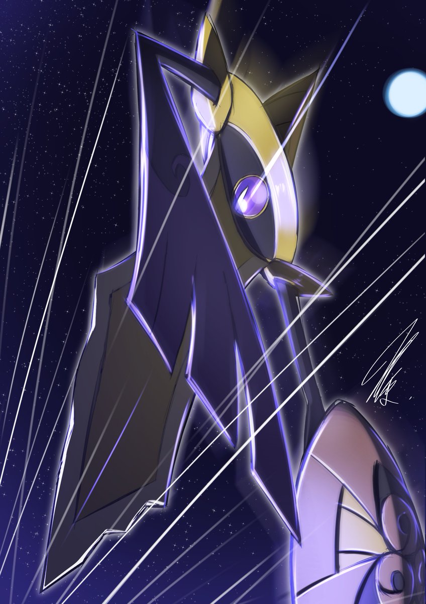 pokemon (creature) solo no humans signature moon weapon sky  illustration images