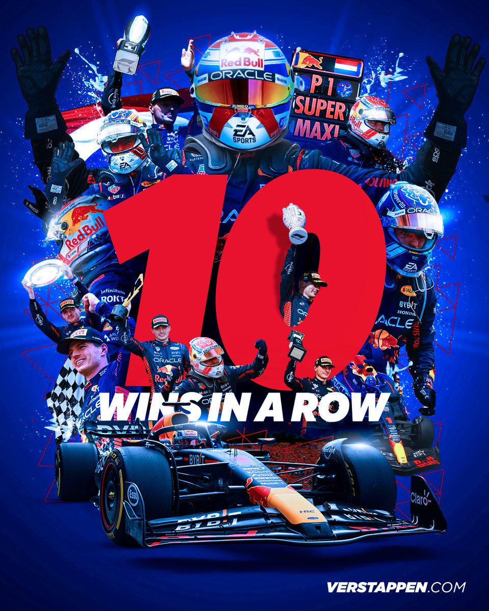 RECORD BREAKER 🏆 🙌

Max Verstappen wins an incredible, record breaking, 10 consecutive Formula 1 Grands Prix🤩