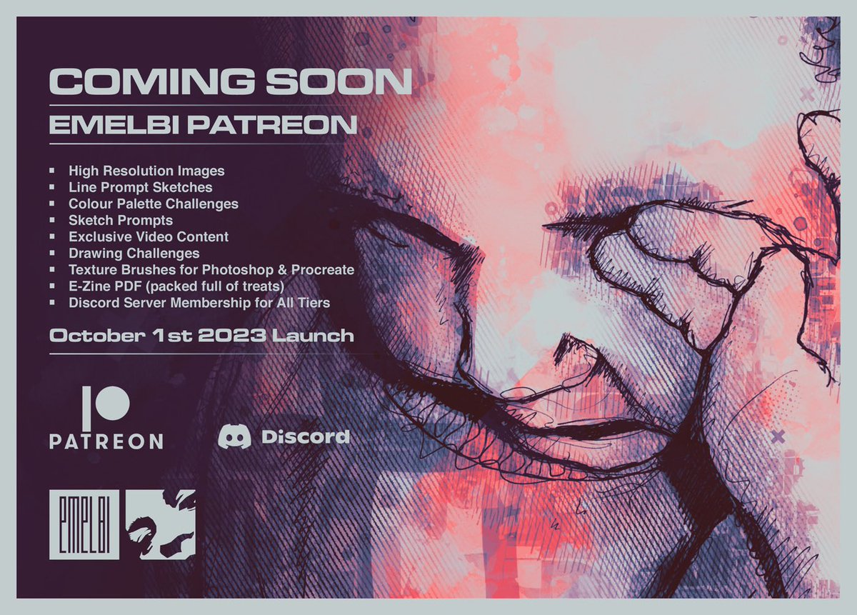 EMELBI_artist's tweet photo. COMING SOON
EMELBI PATREON
Watch this space…
October 1st 2023 Launch 

#illustration #digitalart #digitalillustration #artist #characterart #digitalartist #photoshop #photoshopprocess #procreate #patreon #discord https://t.co/YklgLvwUzM