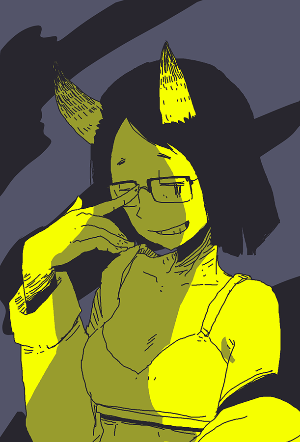 「よるらくがき」|大鳥のイラスト