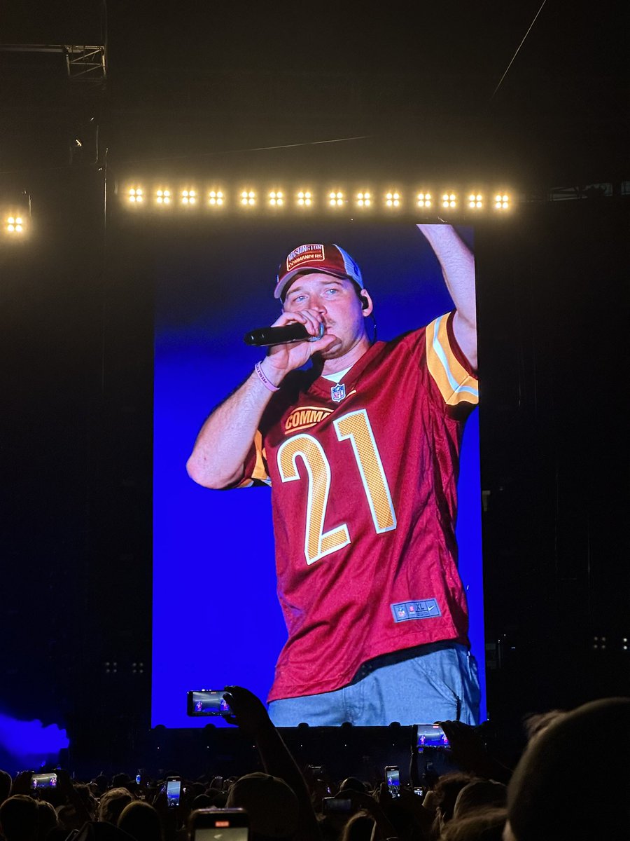 NavyYardNats's tweet photo. Love Morgan Wallen with the Sean Taylor jersey last night. 
#MorganKnows 

Great show @MorganWallen 🔥🎸🏈 https://t.co/Kmw2fBgaJC
