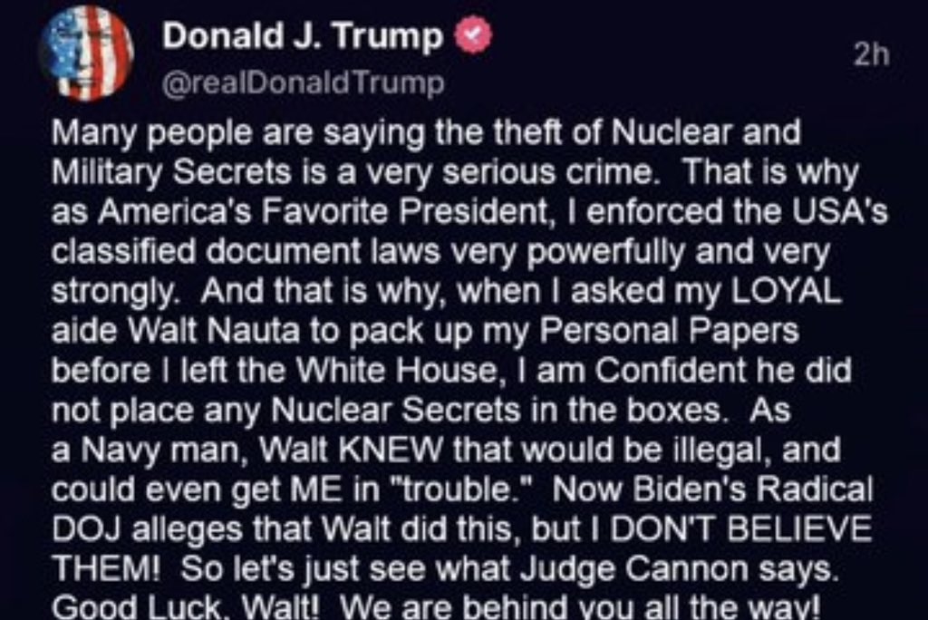 Rolling the bus right over the man…this is what a blatant admission from Donald Trump looks like, it’s now a certainty that he stole nuclear secret documents.