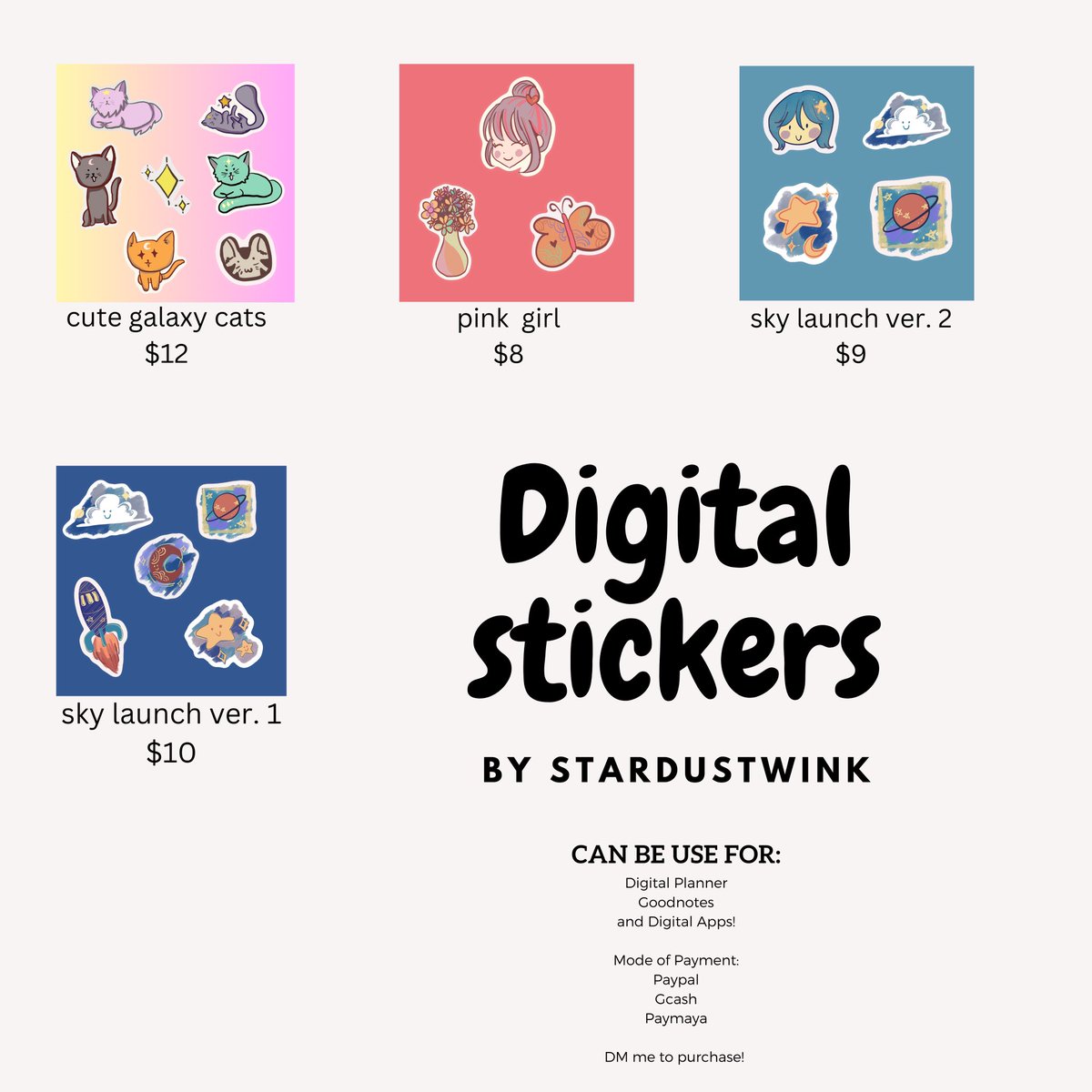 kanari_ri_'s tweet image. Hello everyone! I am so happy to inform that I have opened some listings for digital stickers for your goodnotes, digital planners, and other digital apps on my kofi! below are the links leading to it! 💕
#digitalstickers #digitalsticker #kofi #art 
shop: ko-fi.com/stardustwink/s…