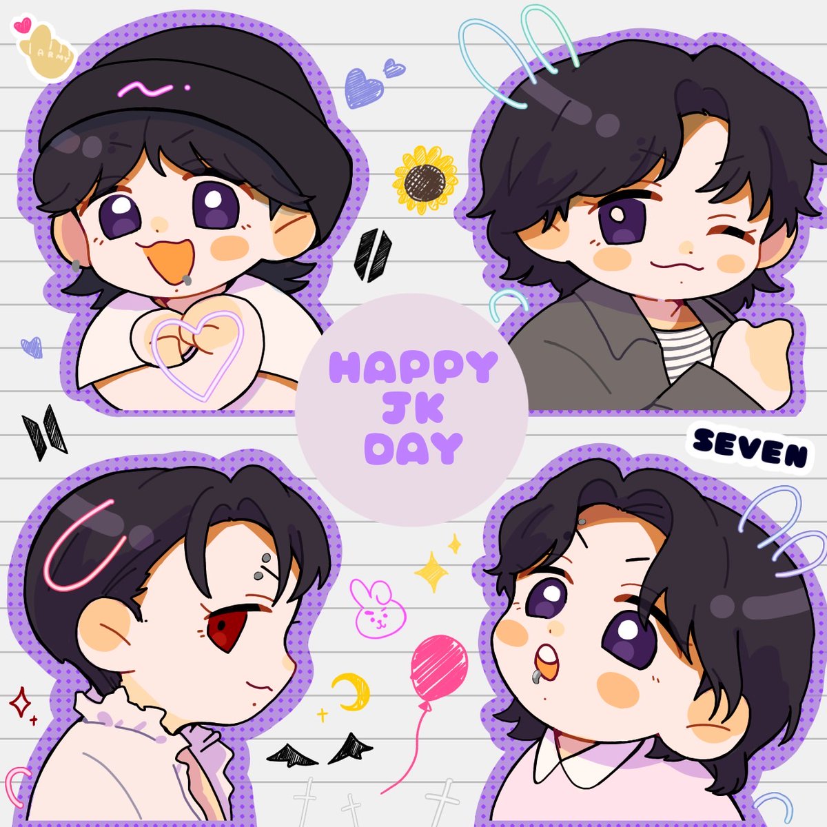 遅刻してしまったけど誕生日おめでとうございます!!!!!😭💜🎉
#HappyJungkookDay 
#HappyBirthdayJungkook 
#btsfanart