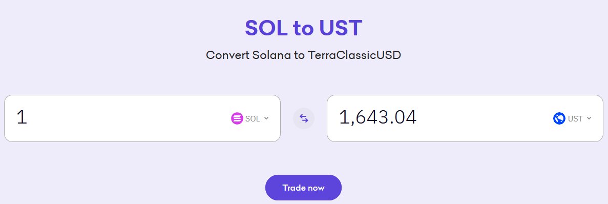 Hey Team

$SOL to $UST already at $1.6k! Extremely bullish!

By YE, we will be simply adding a "D" to $UST!

Not shilling - just data!

We all know where this is going!

Take care!