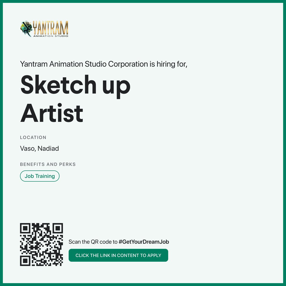 jobtatkal's tweet image. Join Yantram Animation Studio Corporation as a Sketch up Artist🚀

Apply from here: hubs.li/Q020Xjfb0

Job Type: Full-time
Work Mode: On-site

Don&apos;t miss out on this incredible opportunity to work with Yantram Animation Studio Corporation!

#JobAlert #DesignerJob #HiringNow