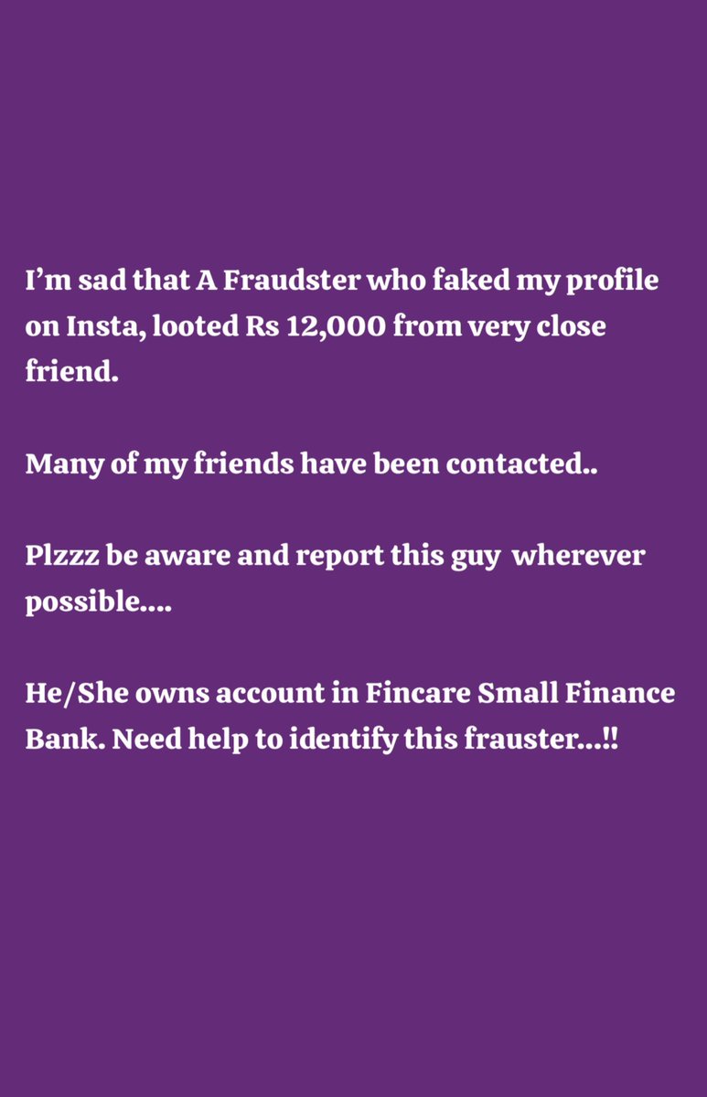 AncientAviation's tweet photo. @FincareBank  @DC_Gurugram @onlinefraud_p 

Hello Fincare Bank Team, need your help to identify this fraudster who looted 12,000 rs from my friend.
Need urgent help. https://t.co/hwZmBoQq2o