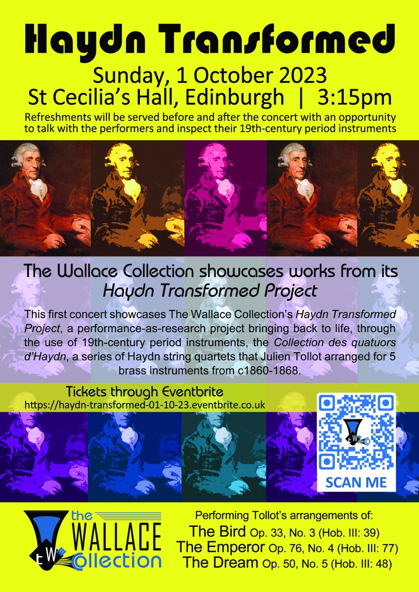 New concert date! Featuring works from our Haydn Transformed project (also on our recent CD). If you're in Edinburgh on 1st October come to St Cecilia's Hall for 3:15pm (or earlier for a chat and inspect our 19th century period instruments). Tickets: …transformed-01-10-23.eventbrite.co.uk
