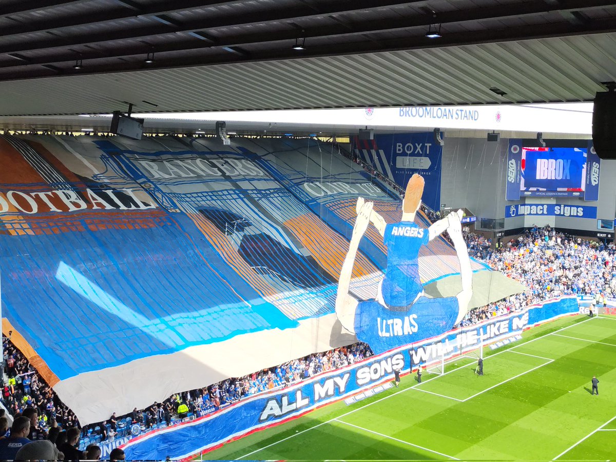 scotlandscoeff1's tweet photo. ⚽🏟️TIFO PULLEY SYSTEM🏟️⚽

🏴󠁧󠁢󠁳󠁣󠁴󠁿 Great to see a tifo pulley system coming to Scotland today, I believe this is the first one in the country 
🌍 The system to allow 3D rising displays is in place at multiple grounds across the world
⛳ Teams are able to display much more impressive flag and banner displays at matches with such a system
📺 Makes a great impact on TV, with fans worldwide tuning in to our country's biggest fixture 
🪭 Credit to the fans group at Rangers and all the other Scottish clubs for constantly working to improve their stadium atmosphere and displays
💰 Fans displays across the country are almost always funded out of the fans groups own pocket
🏴󠁧󠁢󠁳󠁣󠁴󠁿 Would be good to see similar pulley system implemented at other stadiums in Scotland
🚫 Would be even better to see an end to the "no away fans at old firm games" dispute that has carried on into another season

⚽ FOOTBALL WITHOUT FANS IS NOTHING⚽