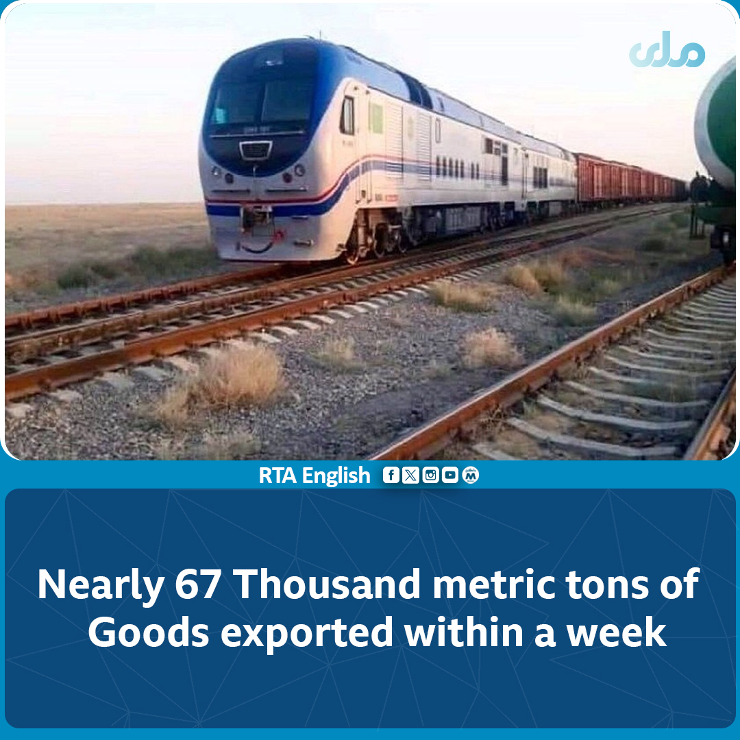rtaenglish1's tweet photo. National Railway Authority says that 66 Thousand and 769 metric tons of goods were exported through the country’s Railways from #Hairatan, #Aqina and #Turghundi ports. https://t.co/63e2Y6DQJr