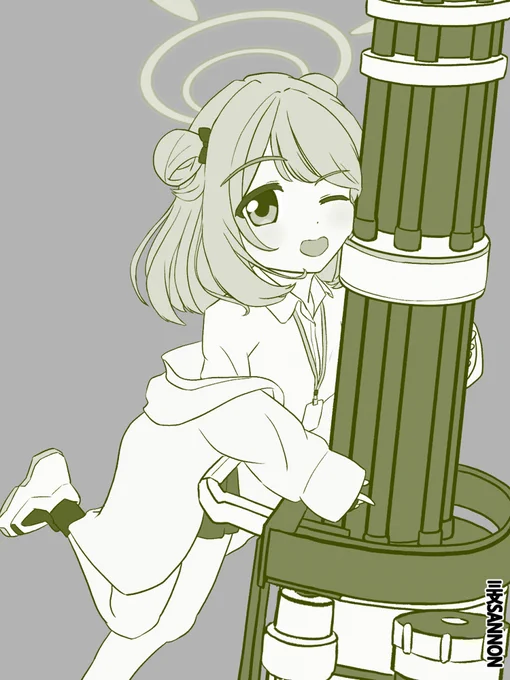 ノノミ(幼女) wipノノミのリトルマシンガンで、150㎝もありそうよれ…#ブルアカ#ノノミ (1/1) 
