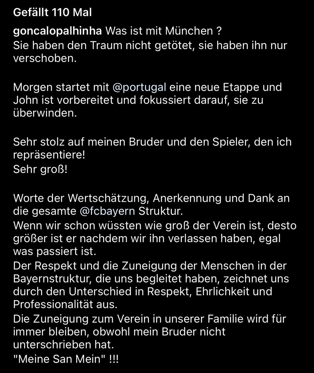 Palhinhas Bruder über den gescheiterten wechsel zum FC Bayern. 
Der Transfer wird im Januar passieren, da lege ich mich fest ❤️🤍 #MiaSanMia