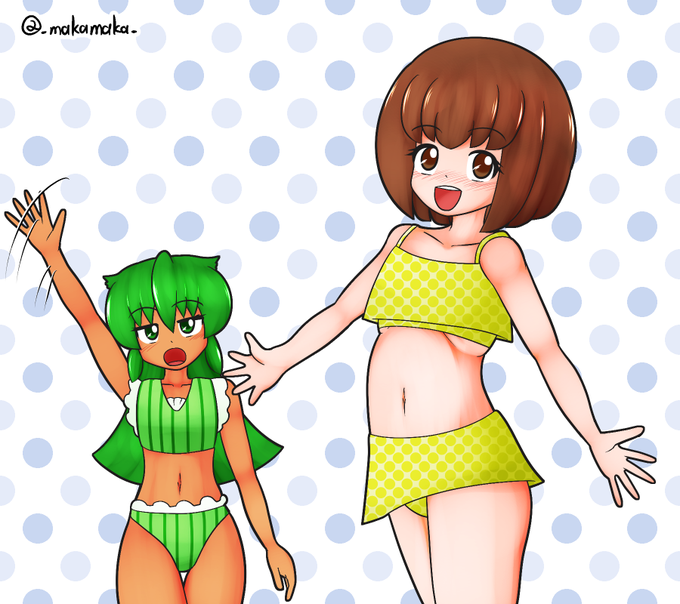 お題募集でもらったリプライより、
水着のうちの子ウィンディとエリちゃんを描かせていただきました!

エリちゃんはウィンディと仲のいい近所のおんなのこです、一度描いたことがあるキャラのリクエストありがとうございました! 