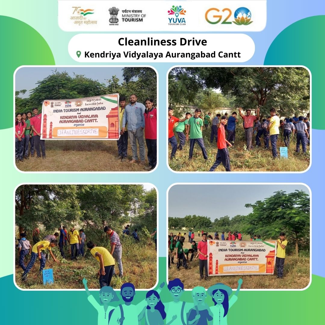 Under the aegis of Ministry of Tourism, Yuva Tourism Club of Kendriya Vidyalaya Aurangabad Cantt. organised a Cleanliness Drive. 

Such initiatives instil values of hygiene, responsibility, and community engagement in young minds. 🌿🧹 #CleanlinessDrive #YouthEngagement