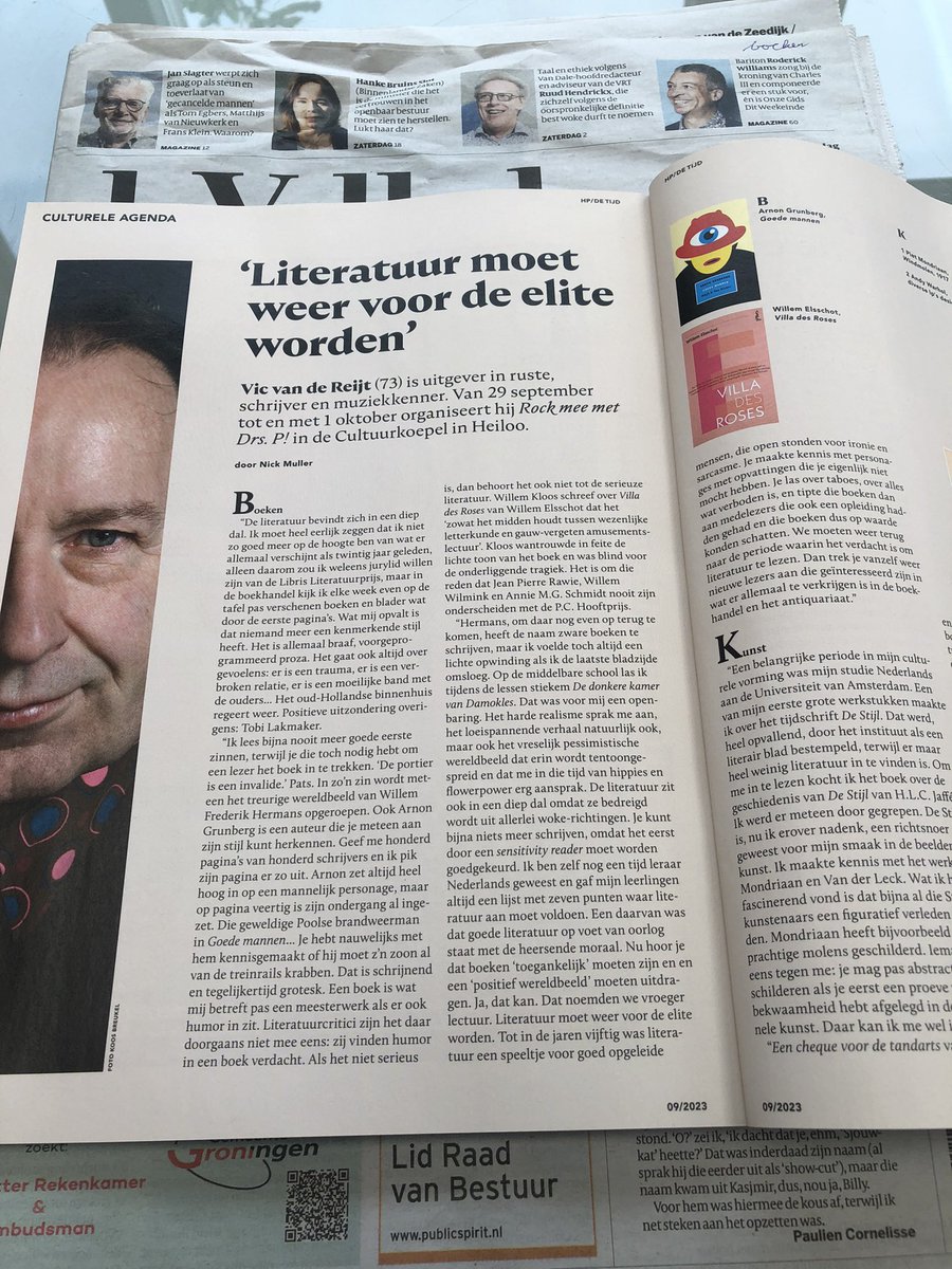visser1947's tweet image. Een mooi artikel in HP/De Tijd van september over #literatuur en #sensitivityreader. Ware woorden van Vic van de Reijt: Literatuur moet weer voor de elite worden.