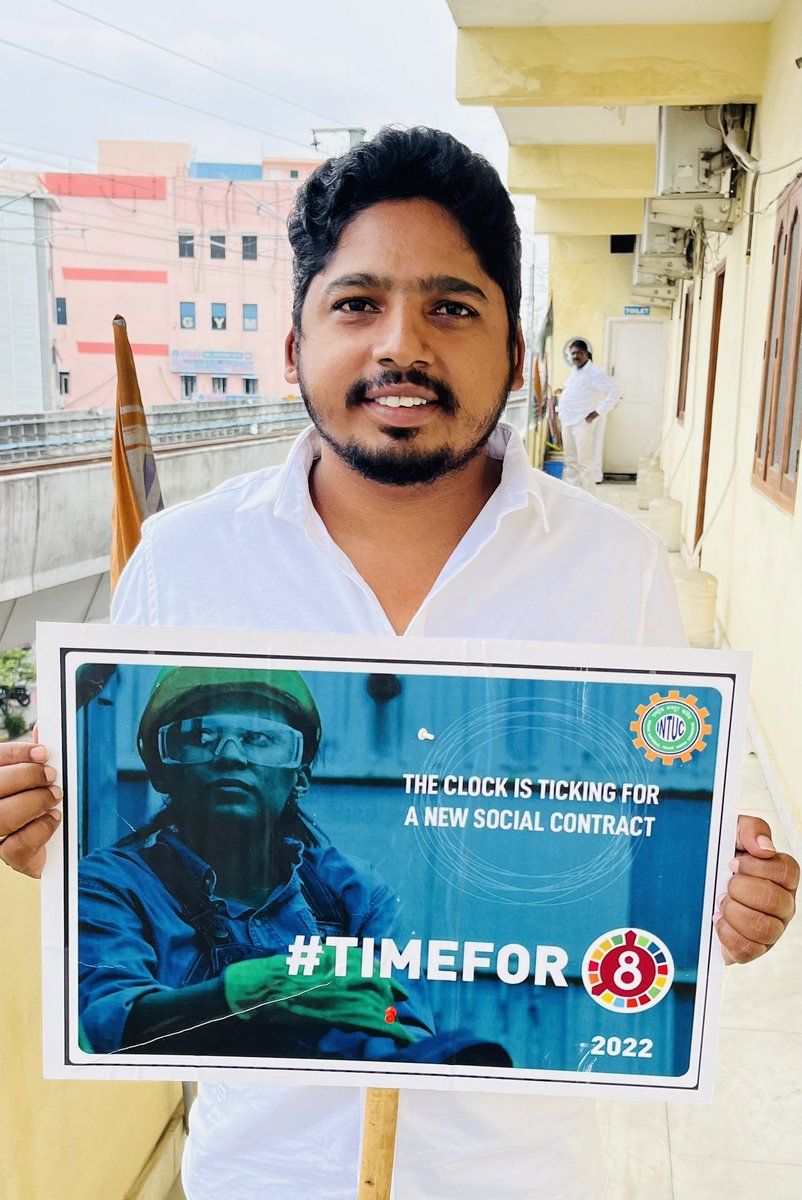 'Excited to join the #timefor8 campaign by ITUC & INTUC! 🌍🤝 Let's champion sustainable recovery post-COVID-19 with employment creation, green jobs, and universal social protection. Together, we're building a brighter future. Join us! 💪#GlobalSolidarity #ITUC #ILO #INTUC #Youth