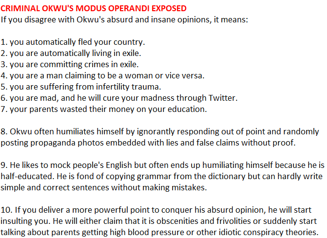 Yawa Of The Day (@yawa_of_the_day) on Twitter photo @Nig_Newspapers <a href="/helpingpoorppl/">HelpingPoorPeopleDotCom</a> This thread is TO TALK ABOUT OKWU'S FOOLISHNESS.
Okwu, aka <a href="/biafra4ever/">Okwu Chukwu</a> said he wants to destroy Nigeria. The Admin described him as a nuisance in discussions.
QUESTIONS:
1. Why do you believe Okwu is a foolish person?
2. Give an example where Okwu has humiliated himself on X. @Nig_Newspapers <a href="/helpingpoorppl/">HelpingPoorPeopleDotCom</a> This thread is TO TALK ABOUT OKWU'S FOOLISHNESS.
Okwu, aka <a href="/biafra4ever/">Okwu Chukwu</a> said he wants to destroy Nigeria. The Admin described him as a nuisance in discussions.
QUESTIONS:
1. Why do you believe Okwu is a foolish person?
2. Give an example where Okwu has humiliated himself on X.