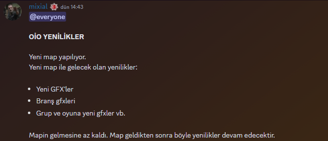 OIOroblox's tweet photo. OİO ve Branşlarımıza müjde!

Padişah Mixialtf2, tüm branşlara ve OİO'ya yeni gfxlerin yolda olduğunu duyurdu!

Meclis Başkan Yardımcısı heranpupppy konu hakkında yorumu: #belediecalısıo https://t.co/iTfdrxSsW3