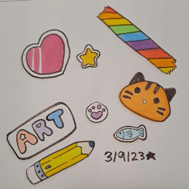 StarInkily's tweet photo. I tried to draw the stickers instead of just using actual stickers

#stephtember #stephtember2023 https://t.co/MtCf2AWoay