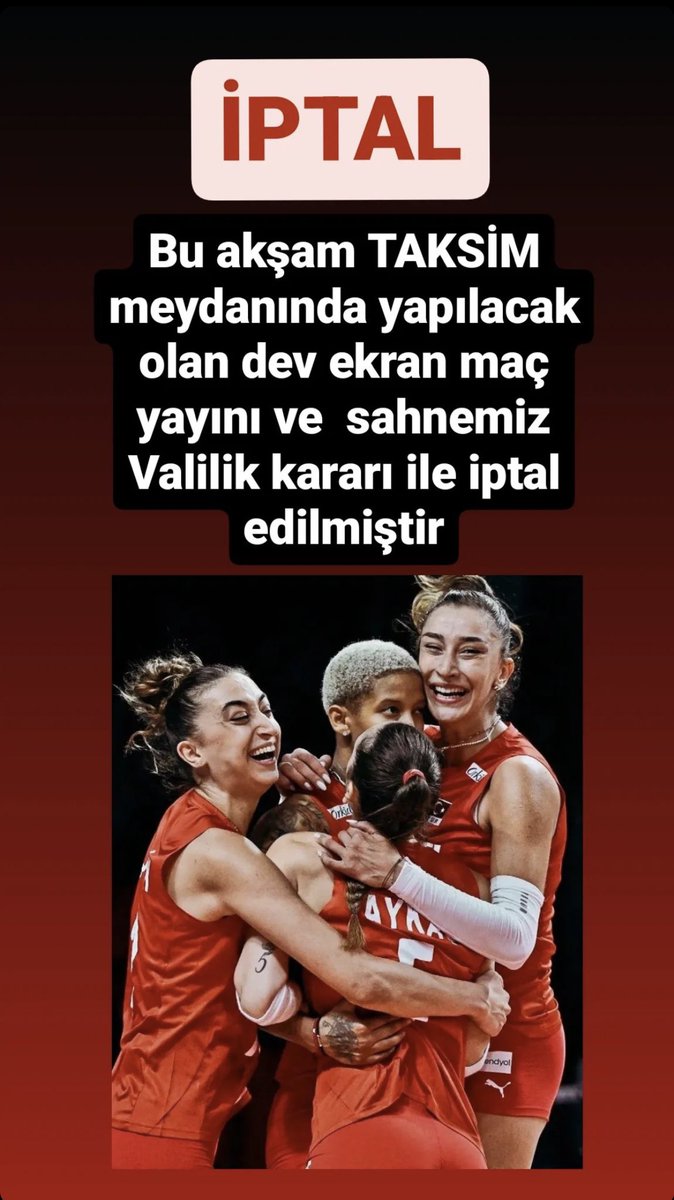 OzlemGurses's tweet photo. Son Dakika ! bu akşamki maç Taksim Meydanında açık ekrandan yayınlanacak, öncesi ve sonrasında da müthiş @ersinshow ile tüm İstanbul gururla sevinçle coşacaktık ! Organizasyon valilik kararı ile az önce iptal edildi ! Sebep nedir Sayın @gul_davut ??? Bir mutluluğu çok mu gördünüz insanlara ?