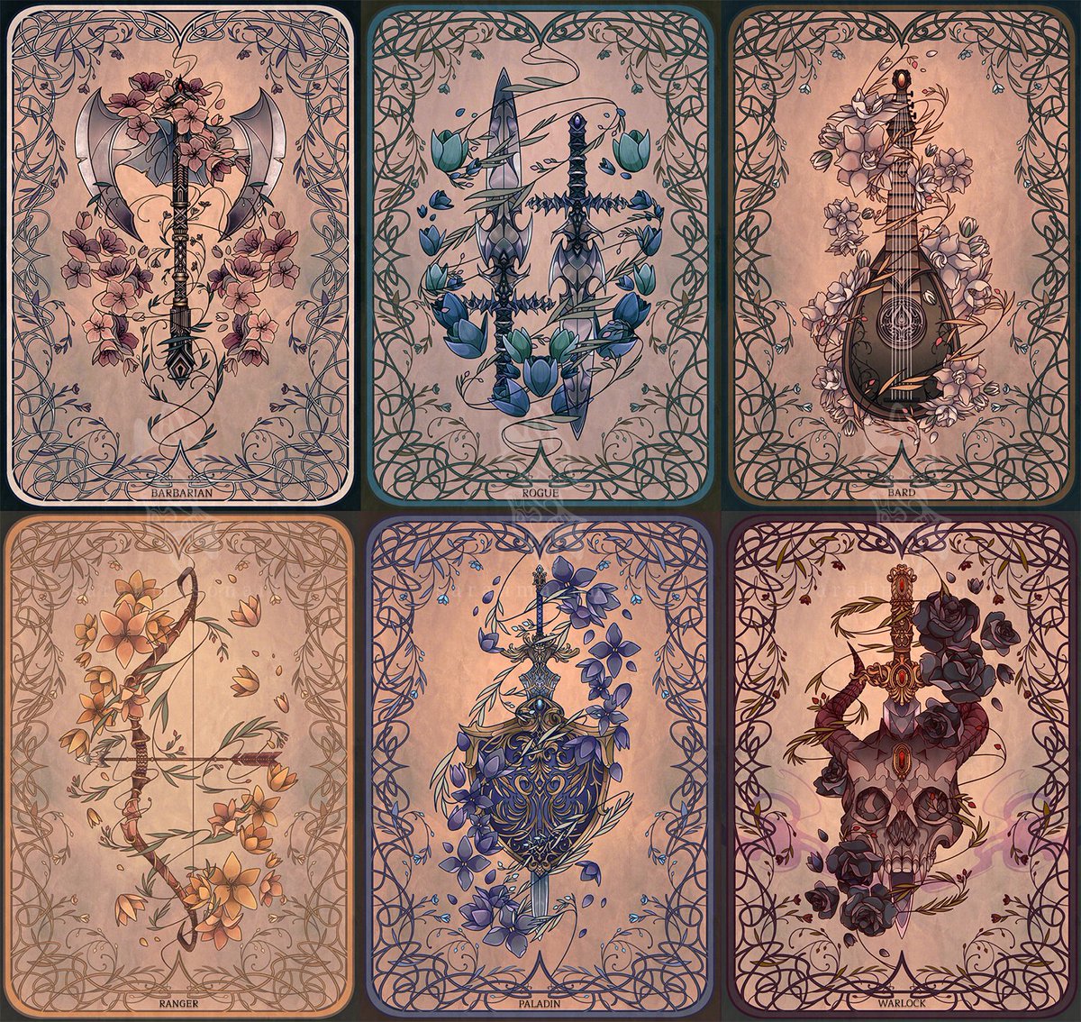 SarahMasonArt's tweet photo. Dungeons and Dragons full original 12 class set! https://t.co/8UE7QVKAVb