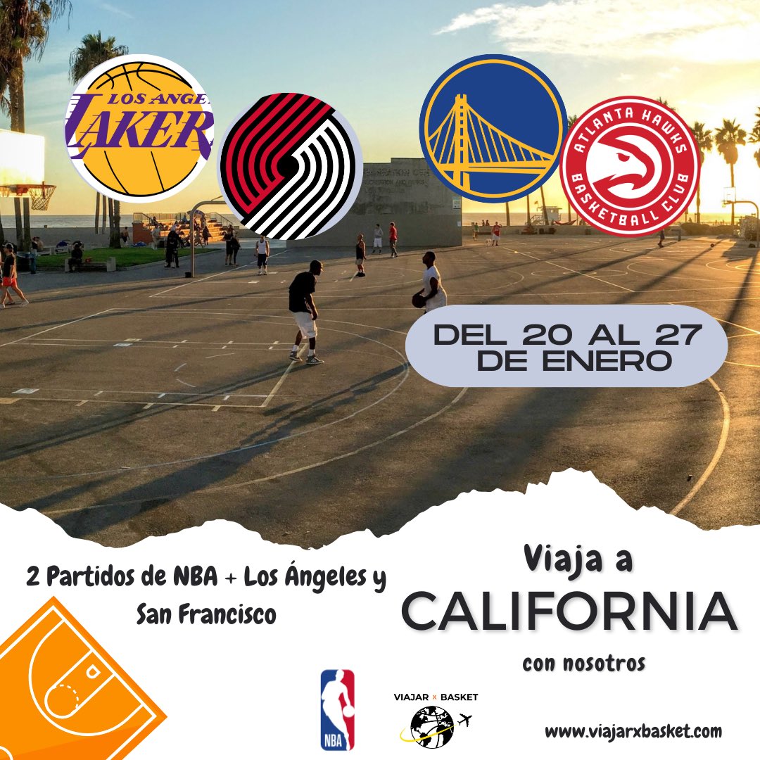 albertobejar__'s tweet image. Mi nuevo proyecto profesional se llama VIAJAR X BASKET, una agencia de viajes de Baloncesto. Ya llevo 5 años haciendo estos viajes en grupo para ver NBA. Estos son los siguientes 👇🏻

Si estás interesado dime y te mando la info.

Se agradece difusión para llegar a más gente 💪🏼🏀
