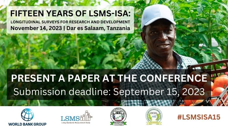 📢 Present your paper at “Fifteen Years of LSMS-ISA: Longitudinal Surveys for Research and Development!” The conference is co-hosted by @WorldBank. Don’t miss the Sep 15, 2023 deadline! Learn more: wrld.bg/TkOO50PGYYM #LSMSISA15