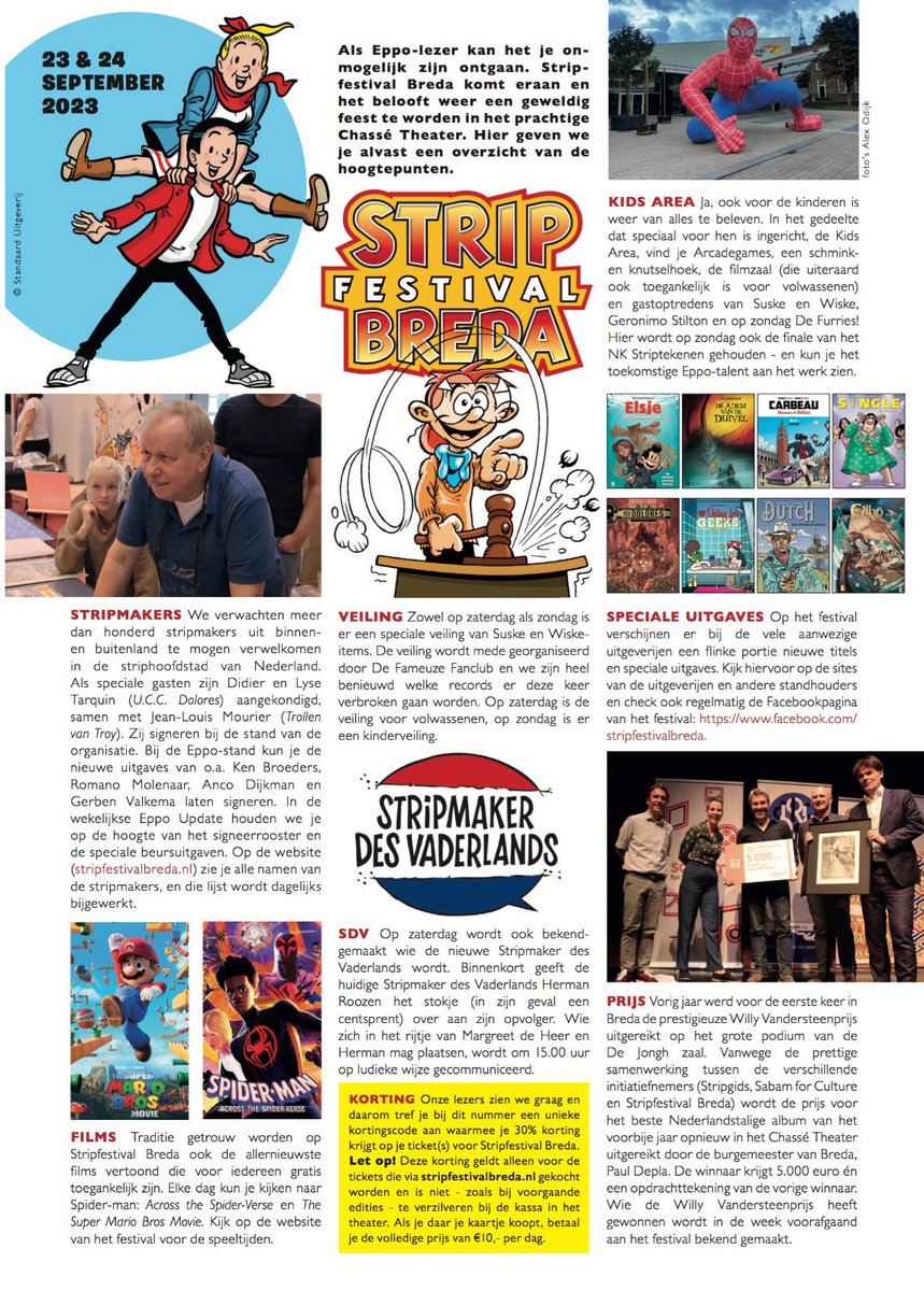 In de laatste <a href="/eppostripblad/">Eppo Stripblad</a> werd er een volledige pagina gewijd aan het Stripfestival Breda.. deze preview wat er allemaal op stapel staat op 23 en 24 September in het Chassé Theater konden wij jullie natuurlijk niet onthouden 👇😊👇
#stripfestivalbreda #suskeenwiske