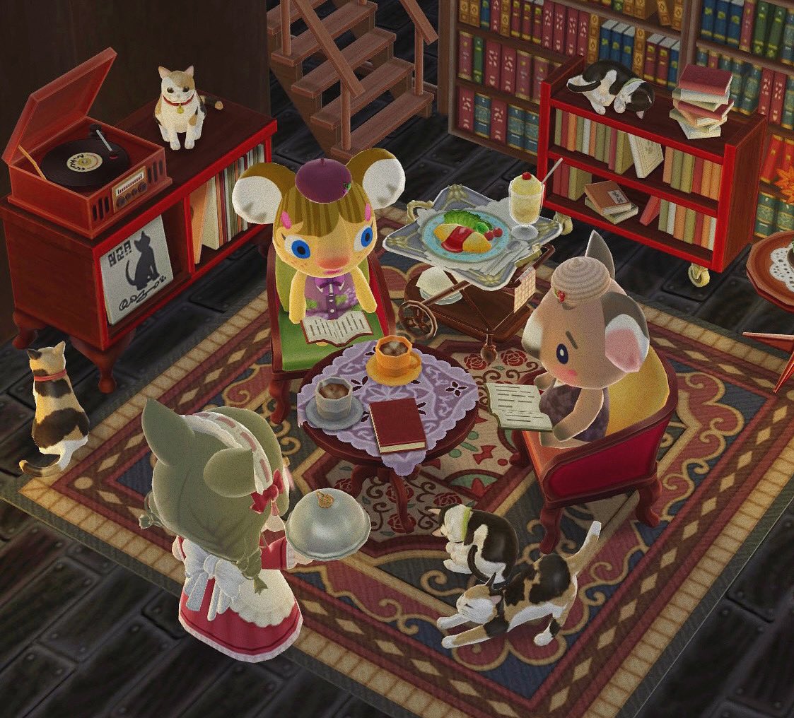 mill_acpc's tweet photo. はじめての猫カフェ📖🐈🎶

---

新作のお洋服とウィッグを買ってレイアウトしてみました🐱♥️
猫クッキーは、引き悪すぎました😟

 #ポケ森  #ポケ森レイアウト https://t.co/w8UEGHYTBc