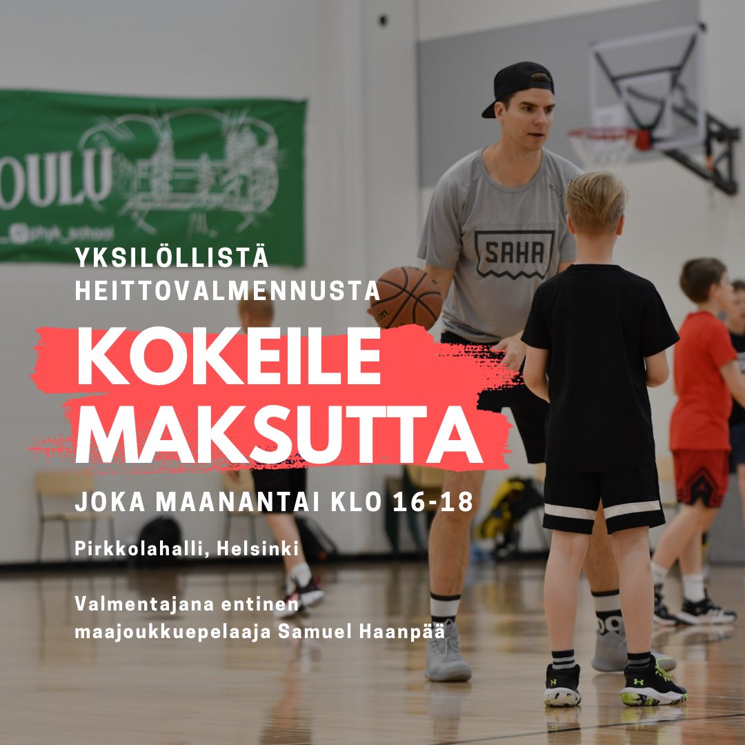 Koripallon MM-kisoissa(kin) hyvät heittäjät ja pallonkäsittelijät menestyvät. Nyt mahdollisuus kehittää näitä taitoja maksutta! Tule hakemaan harjoitteet ja opit hyväksi heittäjäksi - varaa paikka: sahatraining.fi/ajanvaraus/ #koripallo #susijengi