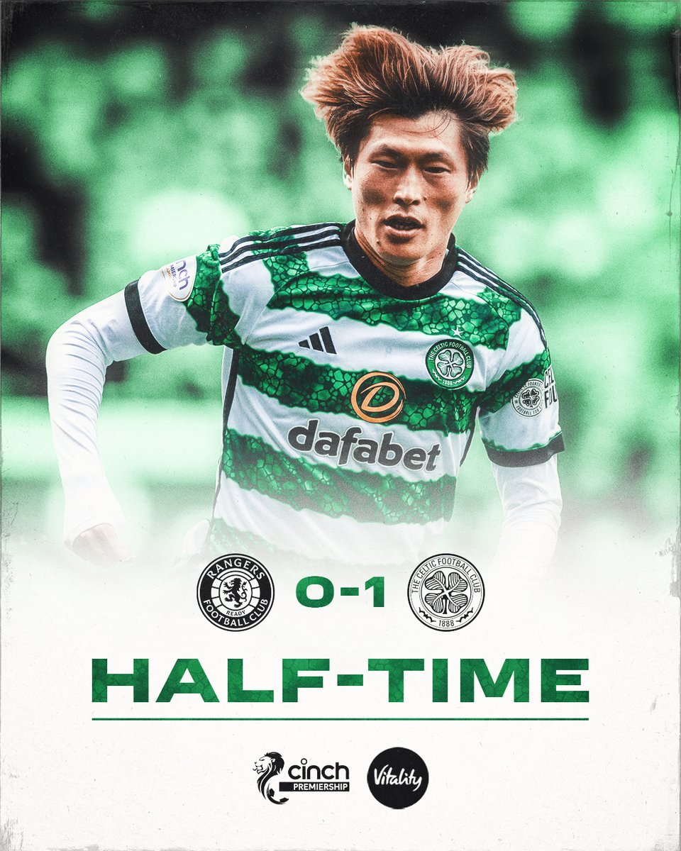 ⏸ Kyogo's stoppage time goal has us ahead after 45!

#RANCEL | #cinchPrem | #COYBIG🍀