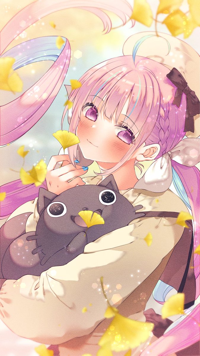 湊あくあ ,にゃくあーと 「秋あくたん.°ʚ(*˘︶˘*)ɞ°.。.:* #あくあーと 」|むーのイラスト
