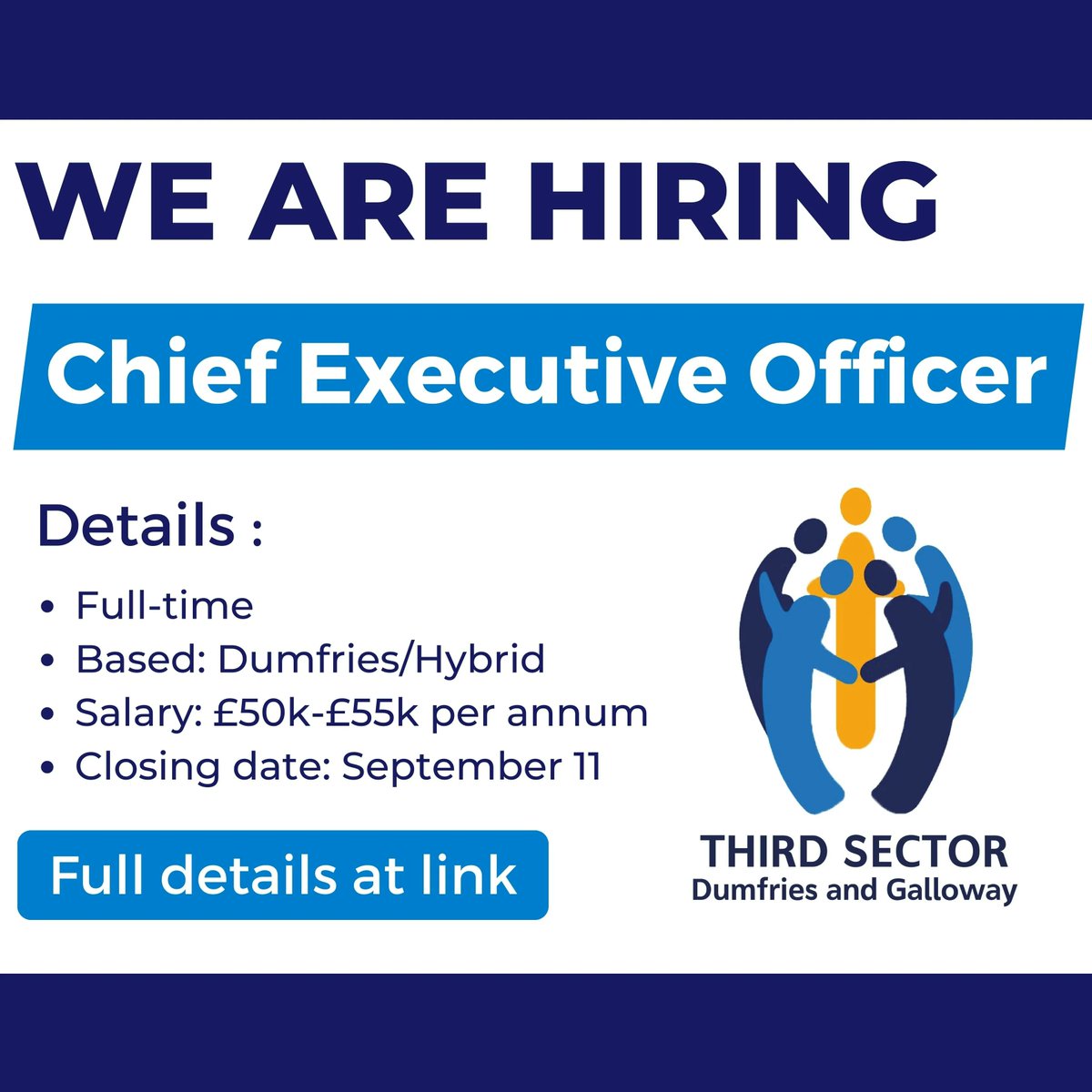 Have you got the skills and experience to become our new Chief Executive Officer? Discover more about the role here: buff.ly/3YWSlFP

#thirdsectordg #thirdsectorjobs #dumfriesandgalloway