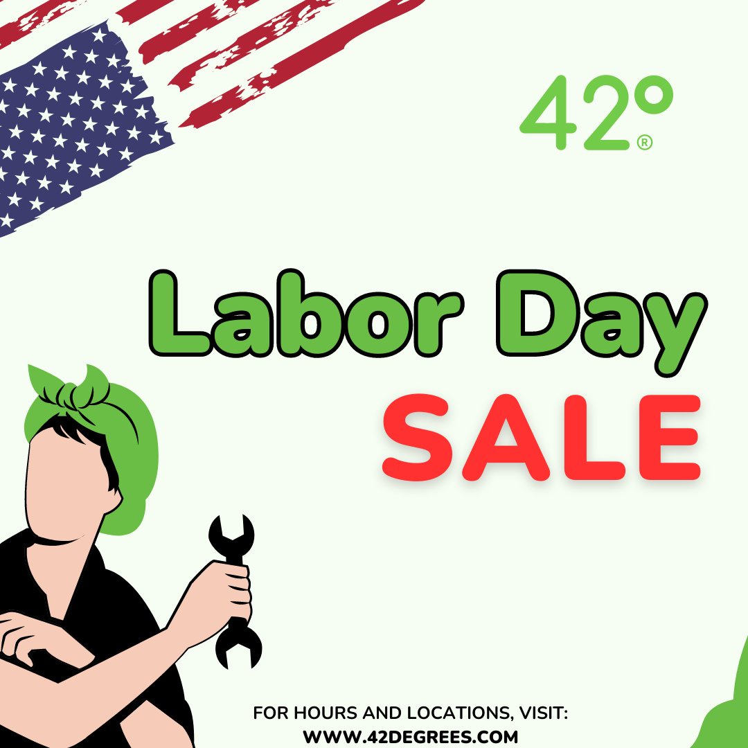 Don't miss out on Labor Day savings! 

 Join us this weekend and snag great deals on summer favorites! ☀️ 

 #42degrees #omaha #headshop #wellness #shopping #sale