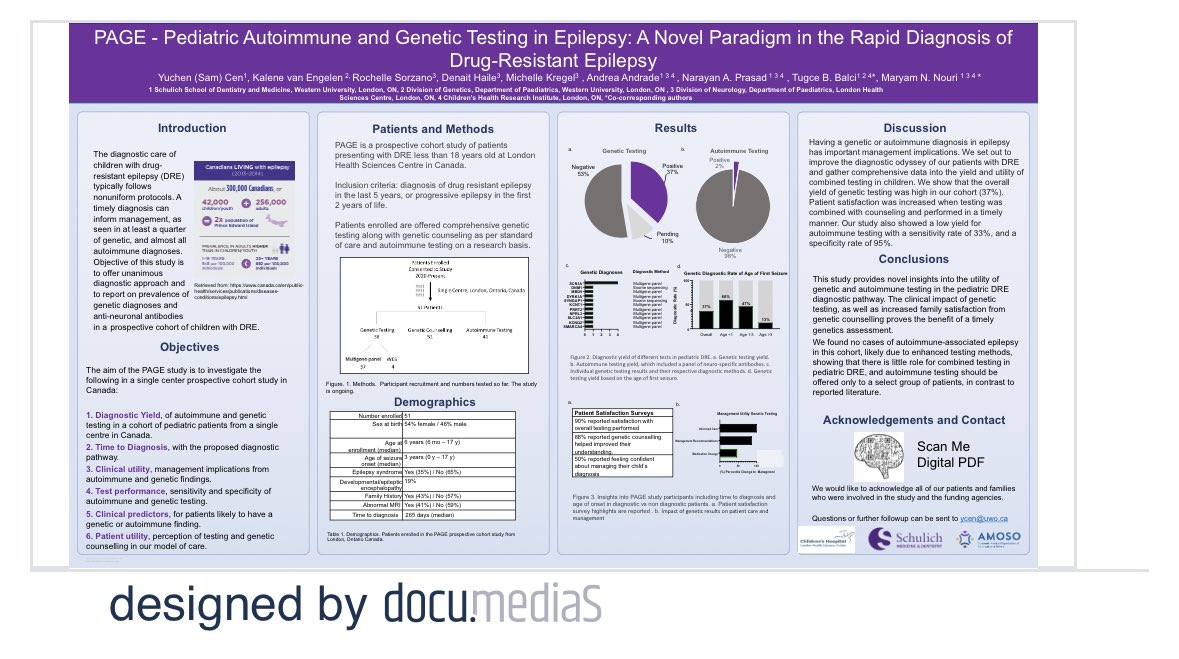Check out our poster on Pediatric Autoimmune and genetic testing in drug resistant Epilepsy in Dublin!! Being presented on Monday at 1:30 PM #ILAE2023 #IEC2023 <a href="/IlaeWeb/">International League Against Epilepsy</a> <a href="/TugceBBalci/">Tugce B Balci</a> <a href="/EpilepsyTeamPEP/">Pediatric Epilepsy Program Team London ON</a>