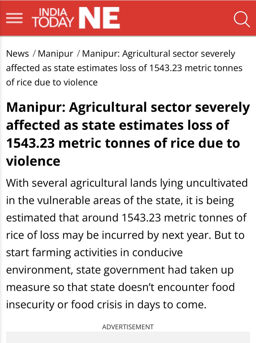 BikramjitMK's tweet photo. 🚨Is Manipur going to face famine next year⁉️
Approximately 5,127 hectares of agricultural land remain uncultivated, resulting in a loss of 15,437.23 metric tonnes of food production. Are we prepared ⁉️
#SaveManipur #StandWithManipurFarmers #FarmersLivesMatter https://t.co/xJngygJLnC