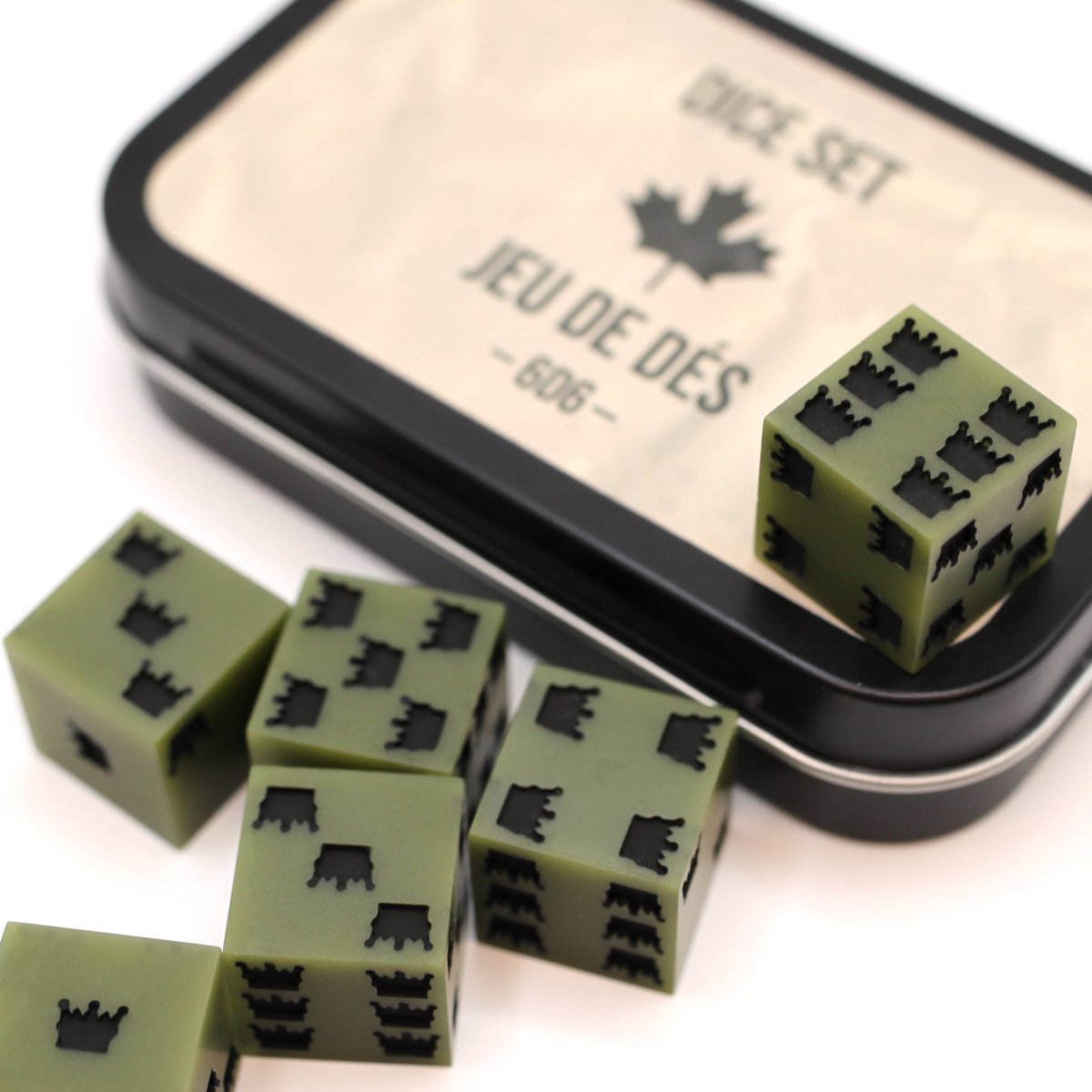 Available now! IMP inspired dice sets with speciality travel tin!