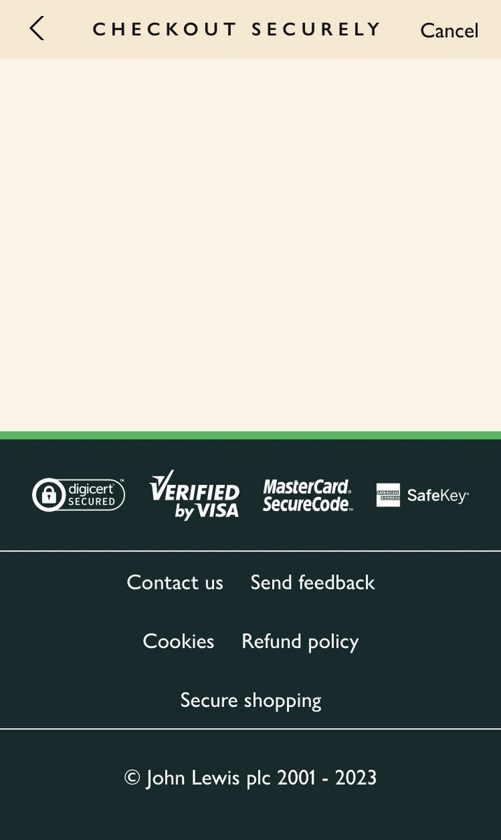 MrsRachelSmyth's tweet photo. @johnlewishelp Hi just wondering if there are issues with placing orders on your app and website today? I’ve been trying to proceed with a purchase and keep getting the following blank screen. Thanks https://t.co/27U8myNCUG