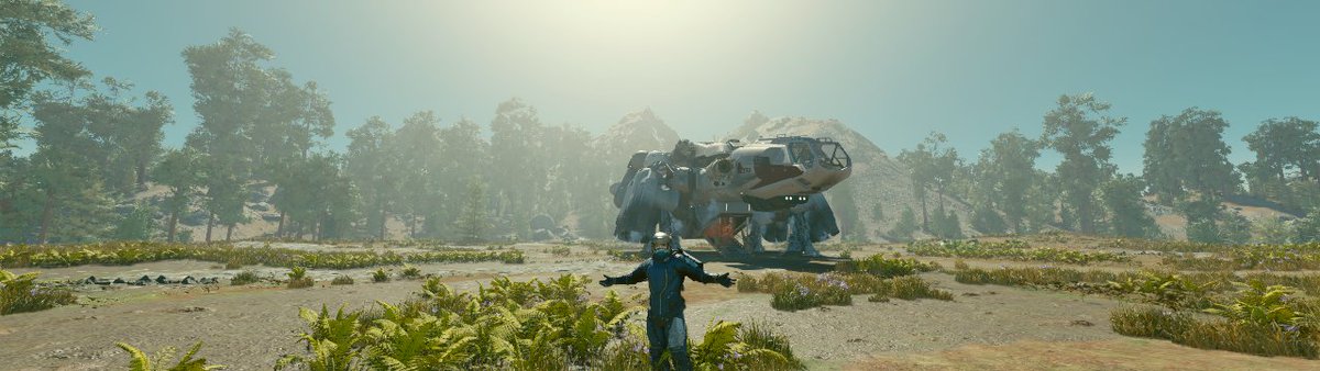 C2_driver's tweet photo. @StarfieldGame No customizations yet but got a 32:9 (5120x1440) workaround thanks to the community. #Starfield #superultrawide #ultrawide https://t.co/V412wX31pr