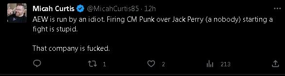 webbard's tweet image. Hey twitter give me the worst #CMPunk #CMPunkFired take possible. Also tell me you don't follow AEW without telling me you don't follow AEW.