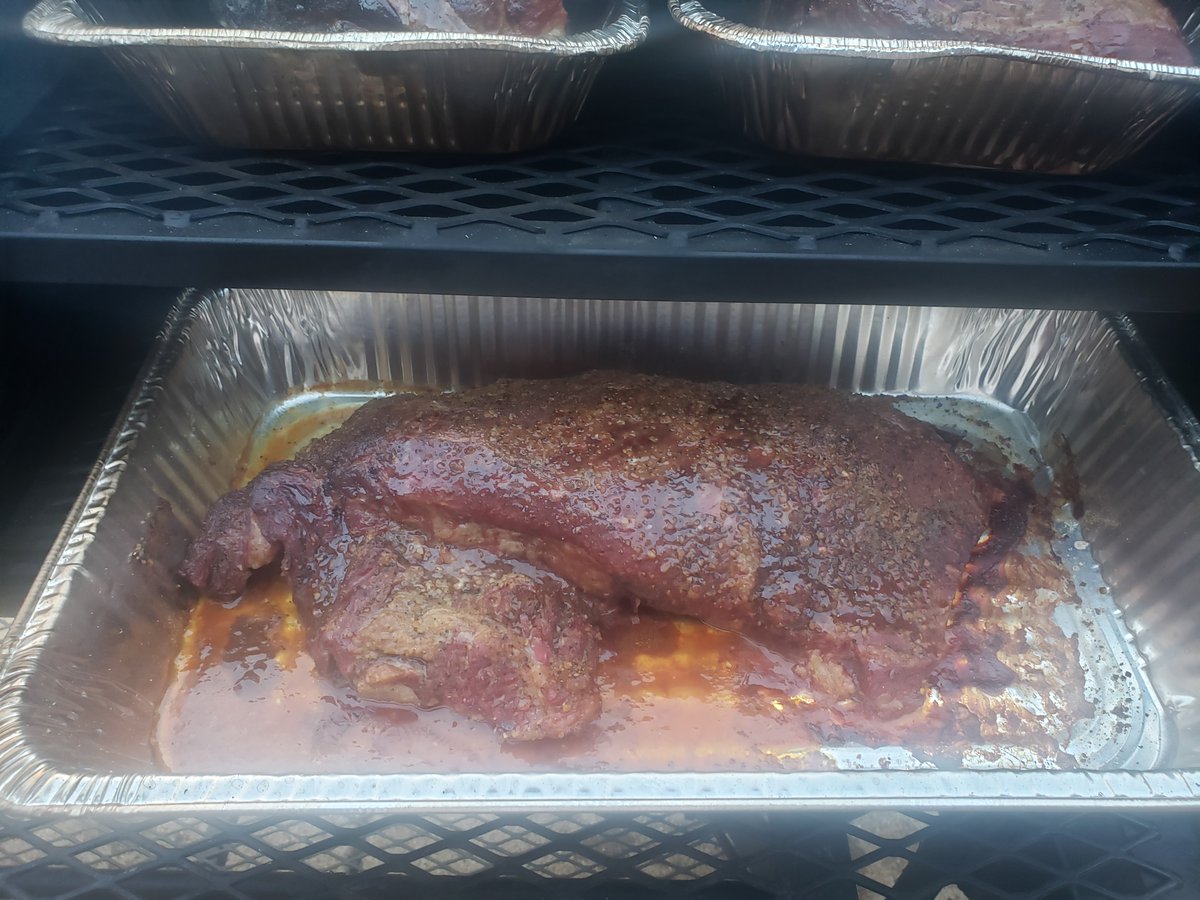 Up early rolling smoke on some briskets and pork butts!