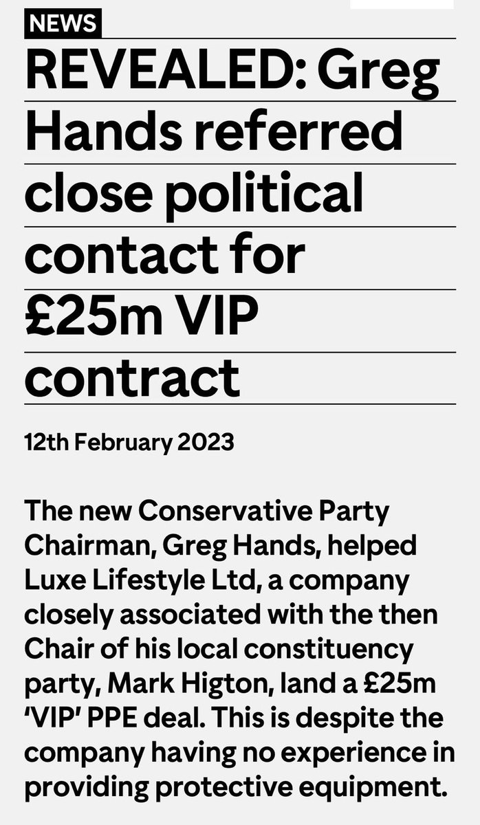 Kelltheblue's tweet photo. @GregHands @Conservatives Where is the taxpayers ยฃ25.8 million you sorted for your mate through the illegal VIP lane?
Grifters will grift - who would trust or vote @Conservatives with untrustworthy ๐ like you #HandsInTheTill in high office
#ToriesDevoidOfShame https://t.co/PhsfXVhsp0