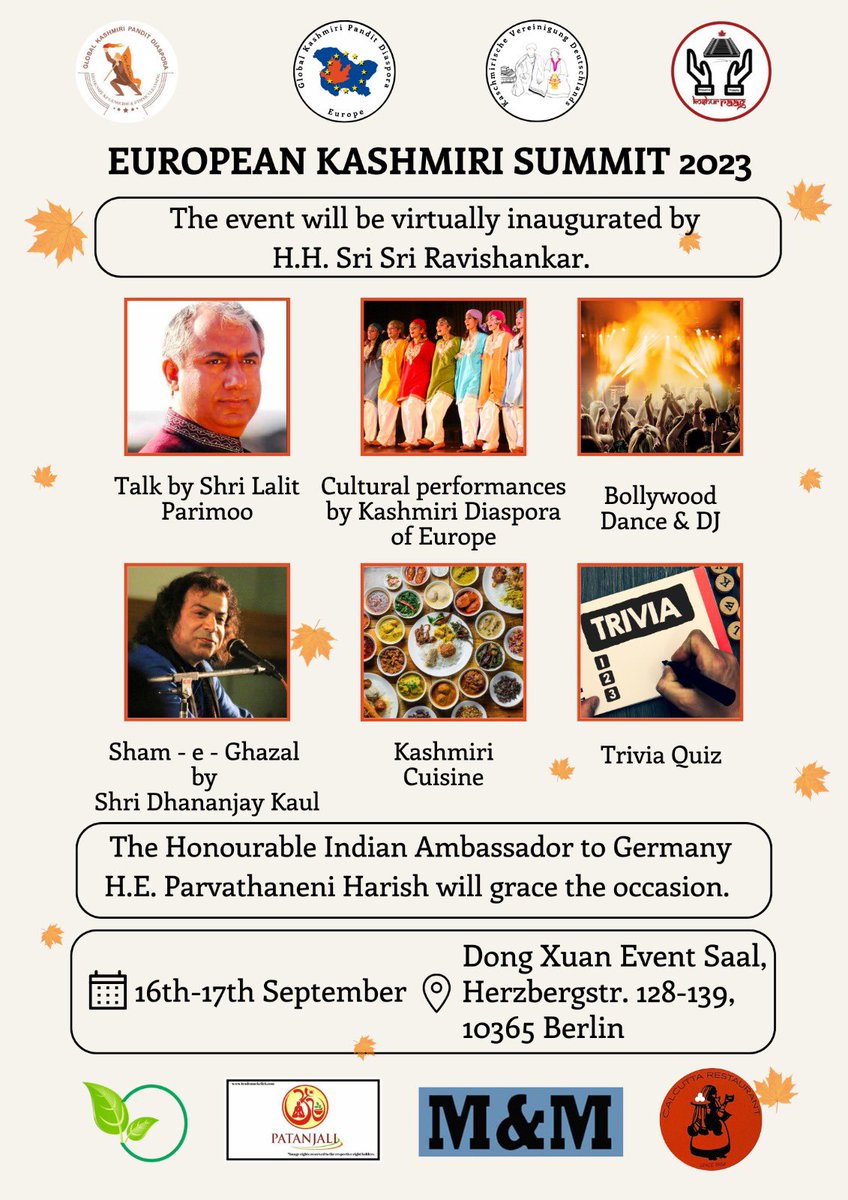 Countdown has begun to the most happening event in the KP calendar this year
#EUKashmiriSummit 
Sept 16-17th,2023 in Berlin.
We are pleased to announce that The Hon. Indian Ambassador to Germany, H.E. Parvathaneni Harish will grace the occasion.
 <a href="/eoiberlin/">India in Germany</a>