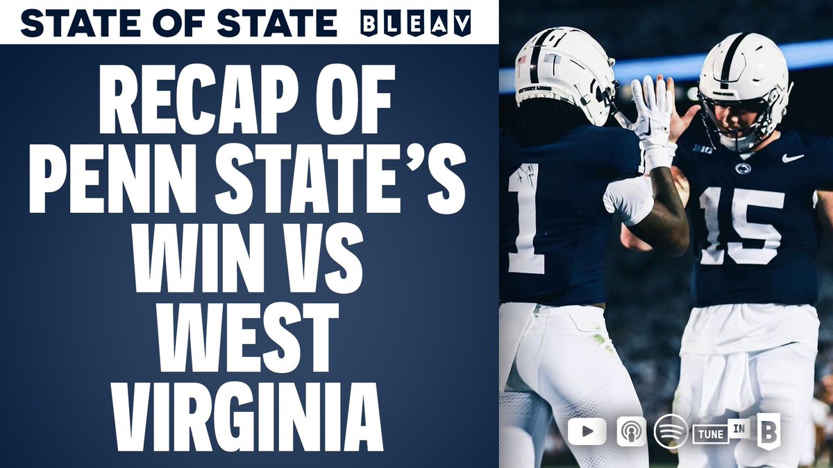 TomHannifan's tweet image. 🚨NEW EPISODE🚨

STATE of STATE | @theking1 &amp;amp; Tom Hannifan 

Recap of #PennState’s Win vs #WestVirginia
- Breaking down QB Drew Allar’s 1st start
- The performance of the defense
- What looked good, &amp;amp; what needs work

@BleavSports #STATEofSTATE #PSUvsWVU
bleav.com/shows/state-of…